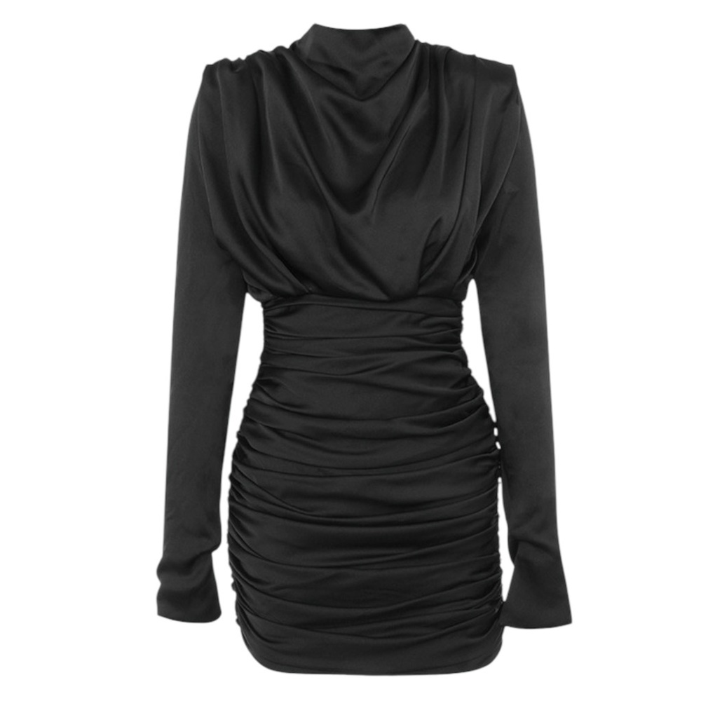 House of CB Giorgiana Mini Dress Rouched Satin Black